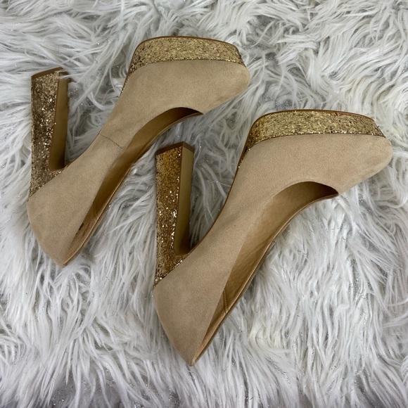 Gold and Beige Elite Heels - Picture 4 of 6